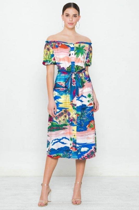 A Printed Woven Dress - DHappyFrog