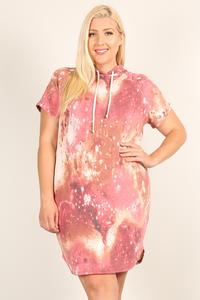 Plus Size Tie-dye Print Relaxed Fit Dress - DHappyFrog