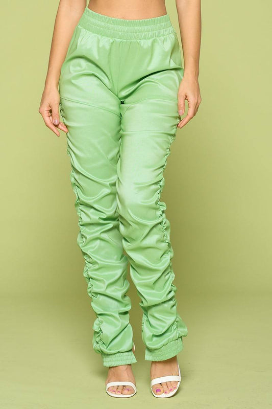 Leather Pu Ruched Pants - DHappyFrog
