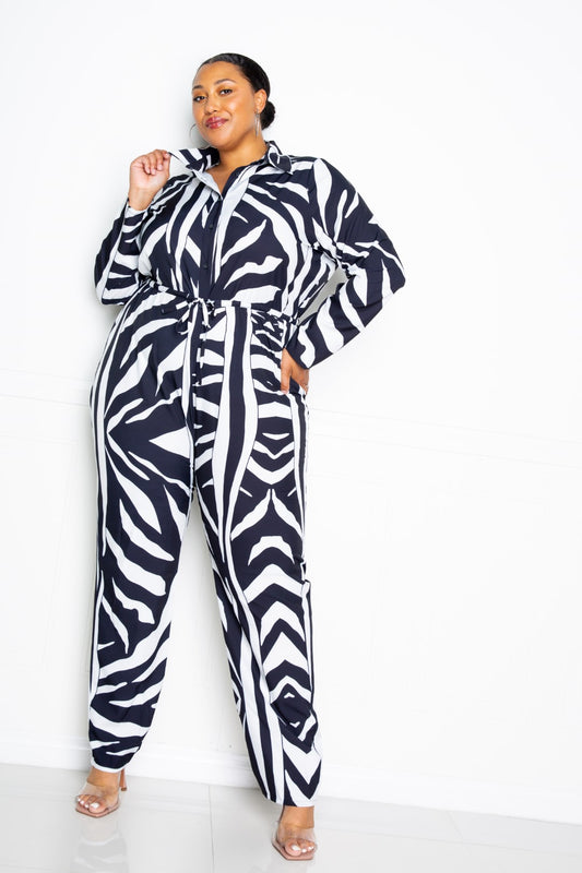 Button Up Long Sleeve  Jumpsuit - DHappyFrog