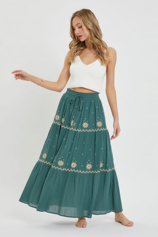 Embroidery Maxi Skirts - DHappyFrog