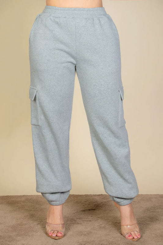 Plus Size Side Pocket Drawstring Waist Sweatpants - DHappyFrog