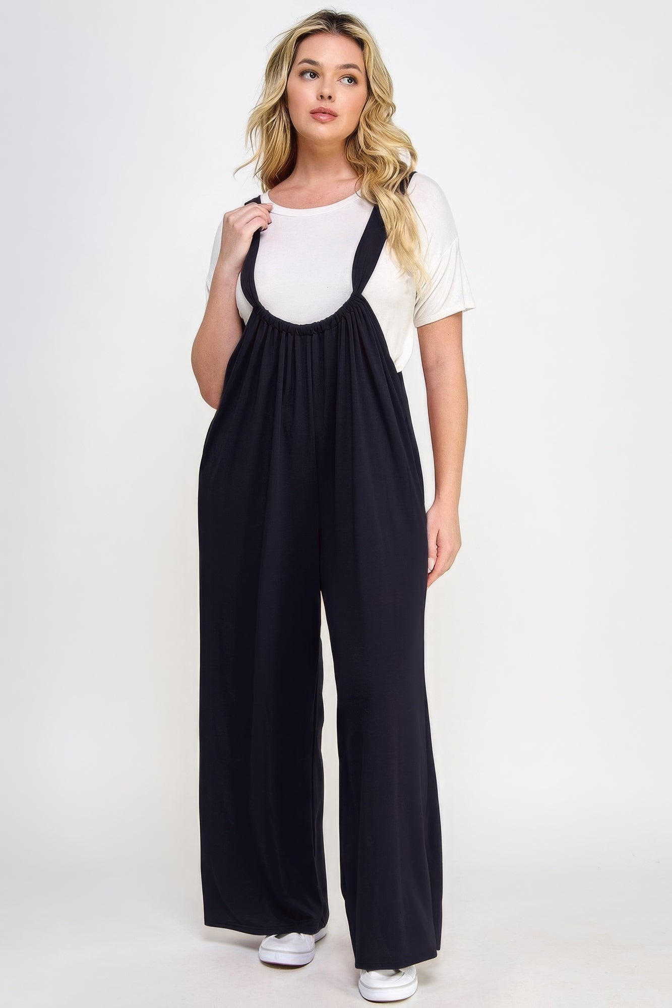 French Terry Wide Leg Jumpsuit Overalls - DHappyFrog